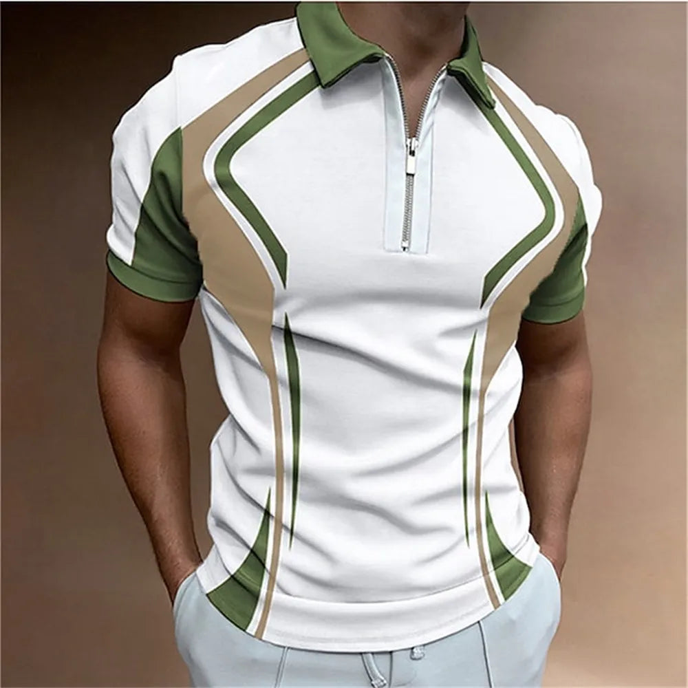 Men Polo Shirt Stripes Short Sleeve T-shirt STYLE SOURCE