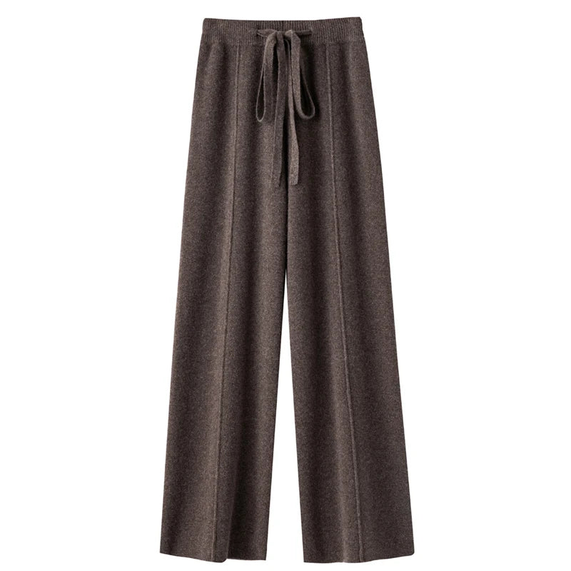 Wool Knitted Wide leg Pants for Women in Autumn and Winter STYLE SOURCE