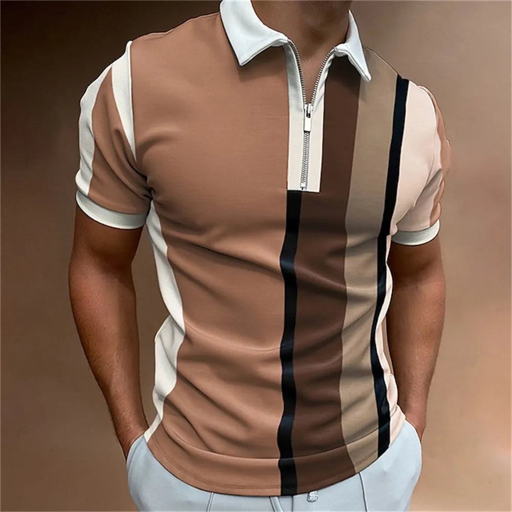 Men Polo Shirt Stripes Short Sleeve T-shirt STYLE SOURCE