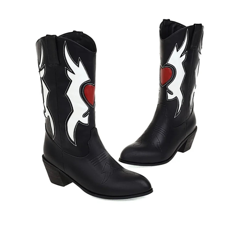 Female Love Heart Mid Calf Boots Women STYLE SOURCE