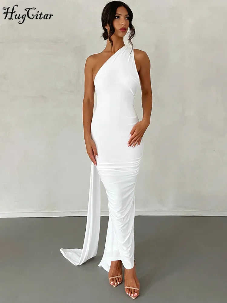 Backless Adjustable Scarf Loop Ruched Sexy Maxi Dress STYLE SOURCE