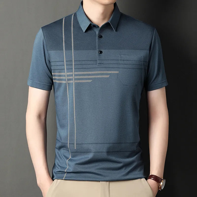 Korean Polo Shirts for Men Casual Short Sleeve Slim Fashion Shirts STYLE SOURCE