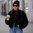 Women's Iconic Street Fashion Week Luxury Brand Gardient Cropped Faux Fur Coat for Winter 2023 STYLE SOURCE