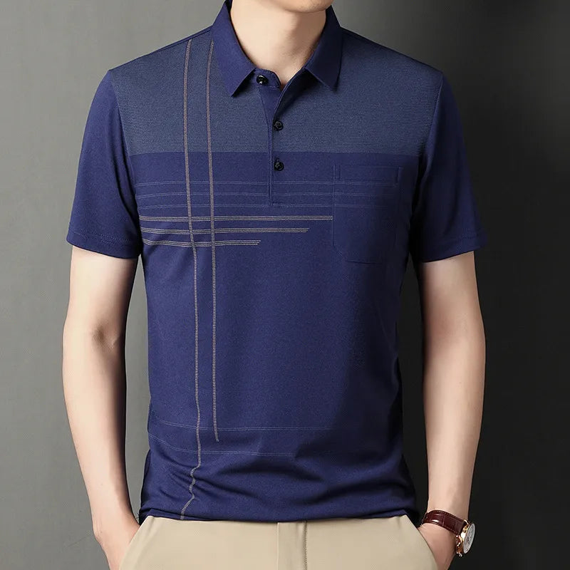 Korean Polo Shirts for Men Casual Short Sleeve Slim Fashion Shirts STYLE SOURCE