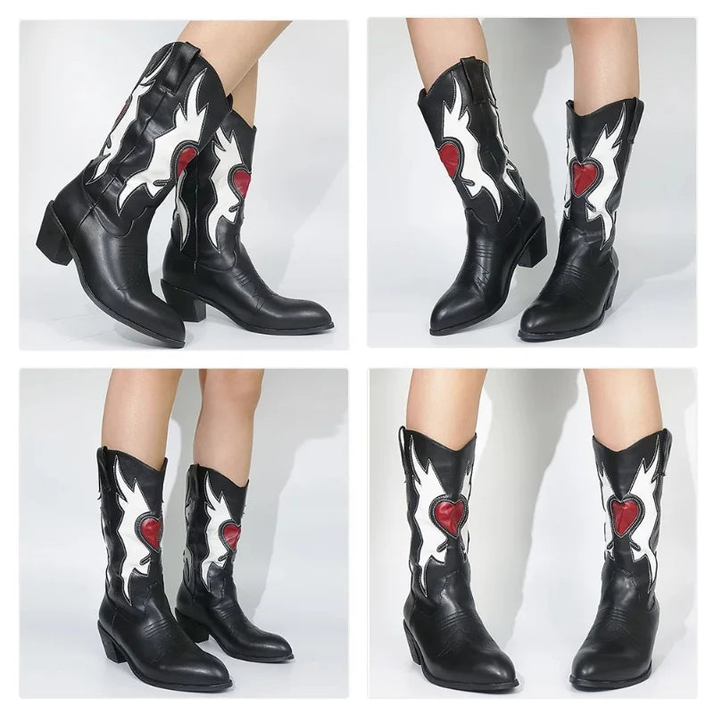 Female Love Heart Mid Calf Boots Women STYLE SOURCE