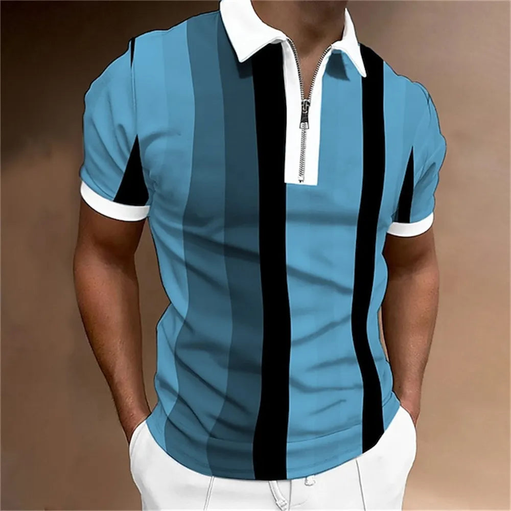 Men Polo Shirt Stripes Short Sleeve T-shirt STYLE SOURCE