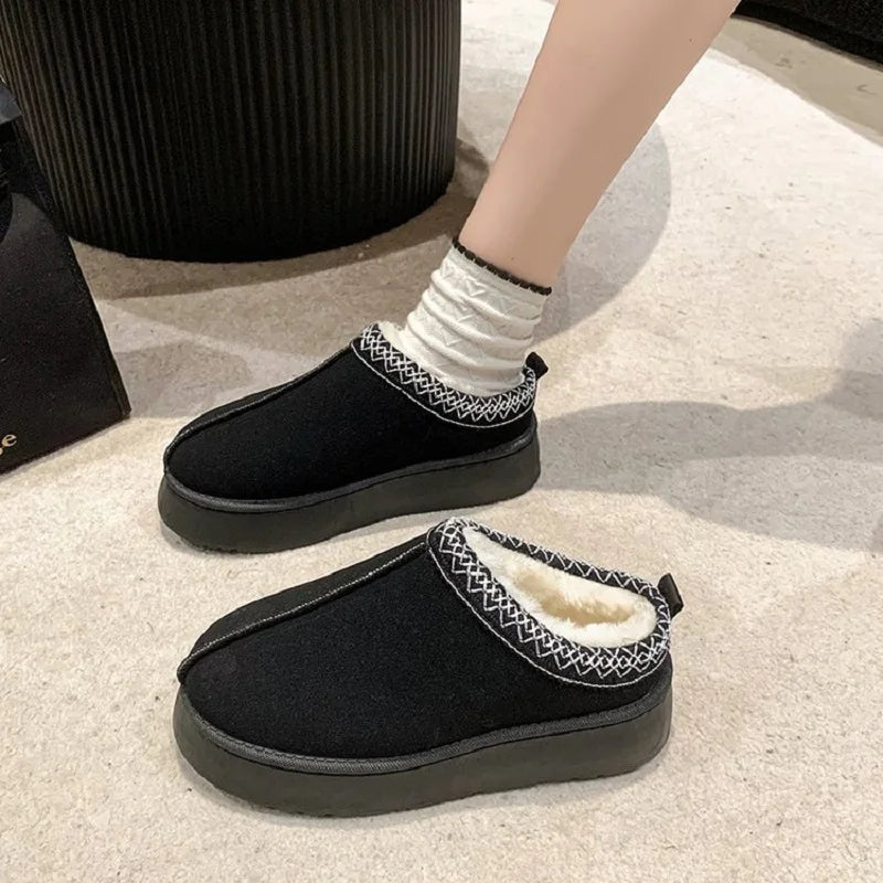 New Winter Retro Women Snow Warm Suede Leather STYLE SOURCE