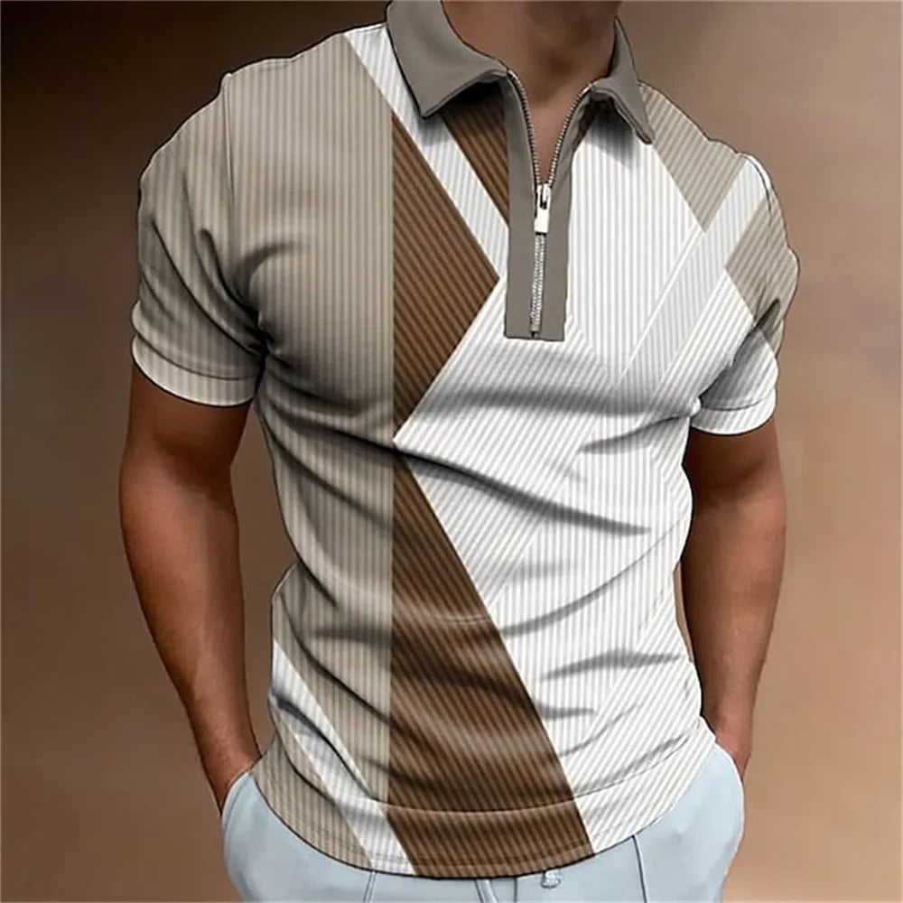 Men Polo Shirt Stripes Short Sleeve T-shirt STYLE SOURCE