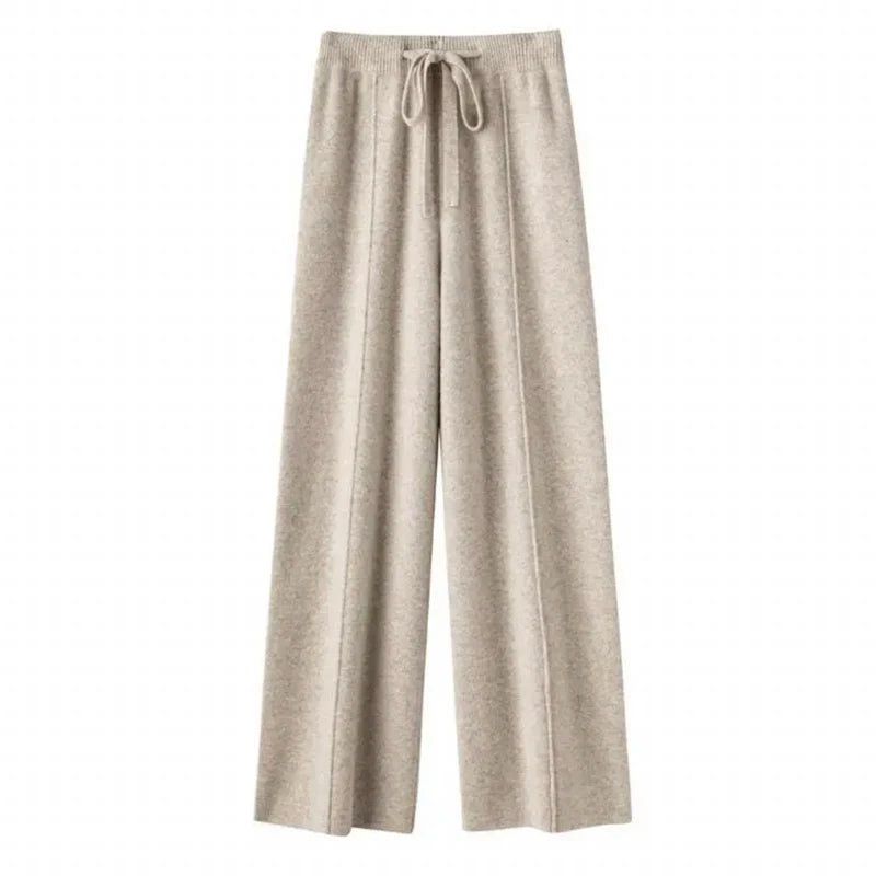 Wool Knitted Wide leg Pants for Women in Autumn and Winter STYLE SOURCE