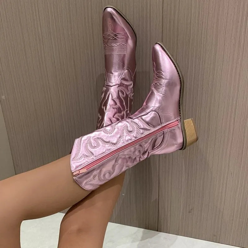 Cowboy Western Boots for Women Shiny Metallic Women STYLE SOURCE