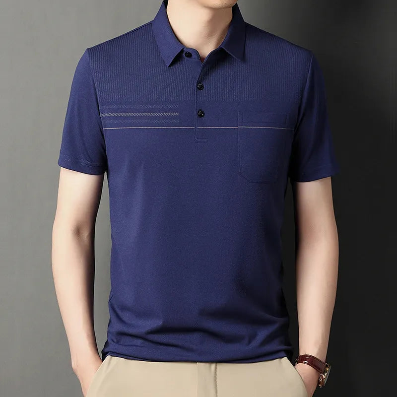 Korean Polo Shirts for Men Casual Short Sleeve Slim Fashion Shirts STYLE SOURCE