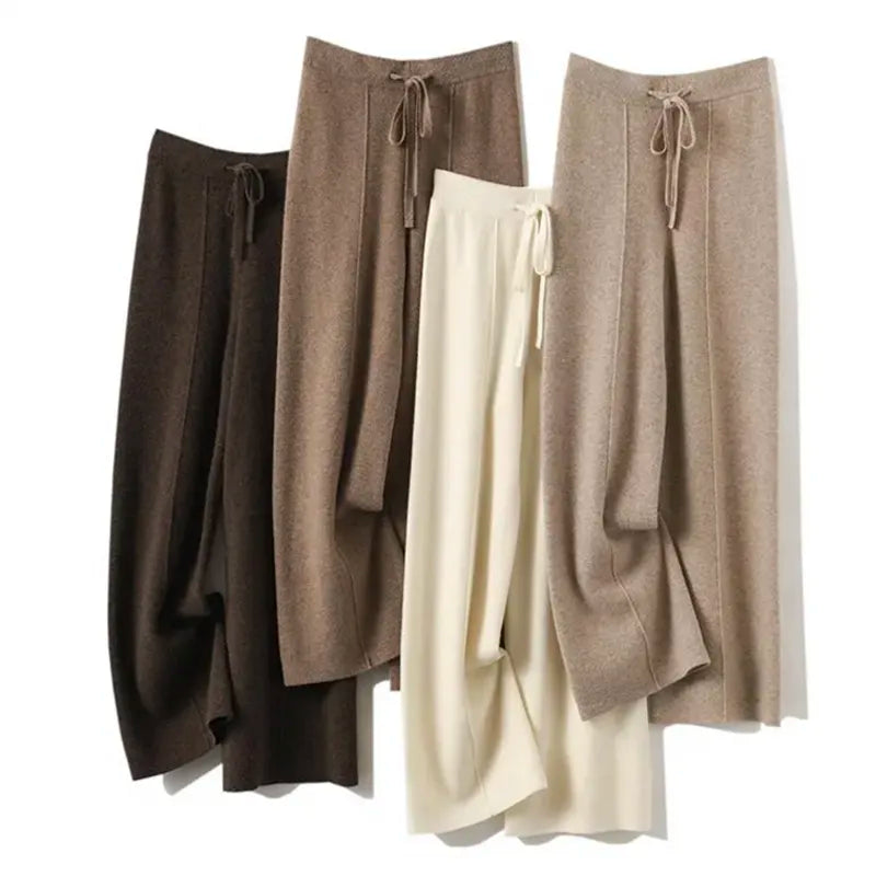 Wool Knitted Wide leg Pants for Women in Autumn and Winter STYLE SOURCE