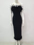 Summer Sexy Strapless Backless Black Feather Midi Bodycon Bandage Dress STYLE SOURCE