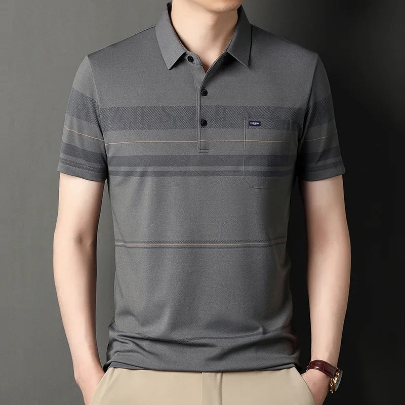 Korean Polo Shirts for Men Casual Short Sleeve Slim Fashion Shirts STYLE SOURCE