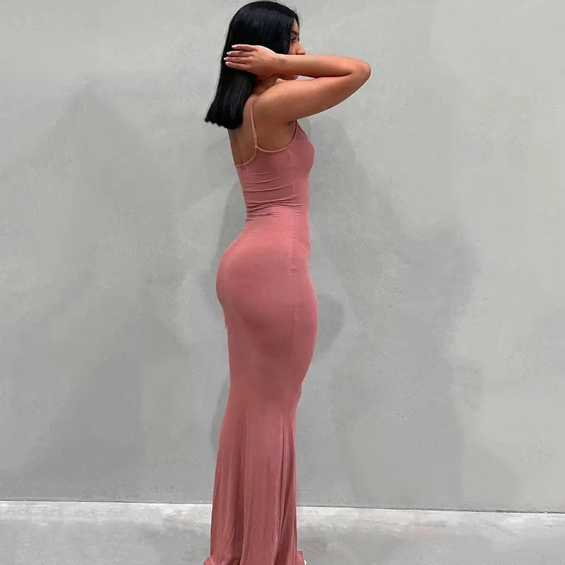 Satin Slip Sleeveless Backless Maxi Dress STYLE SOURCE