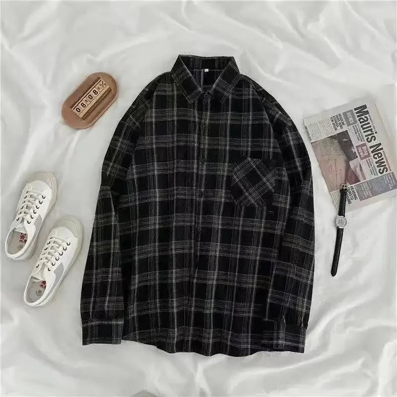 Vintage Plaid Shirts Women Autumn Long Sleeve STYLE SOURCE