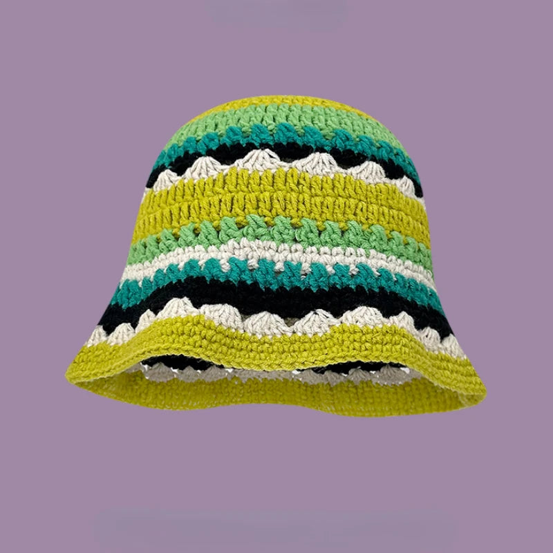 2023 Autumn New Crochet Hat Korean Handmade Bucket Hat STYLE SOURCE