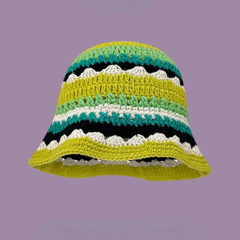2023 Autumn New Crochet Hat Korean Handmade Bucket Hat STYLE SOURCE