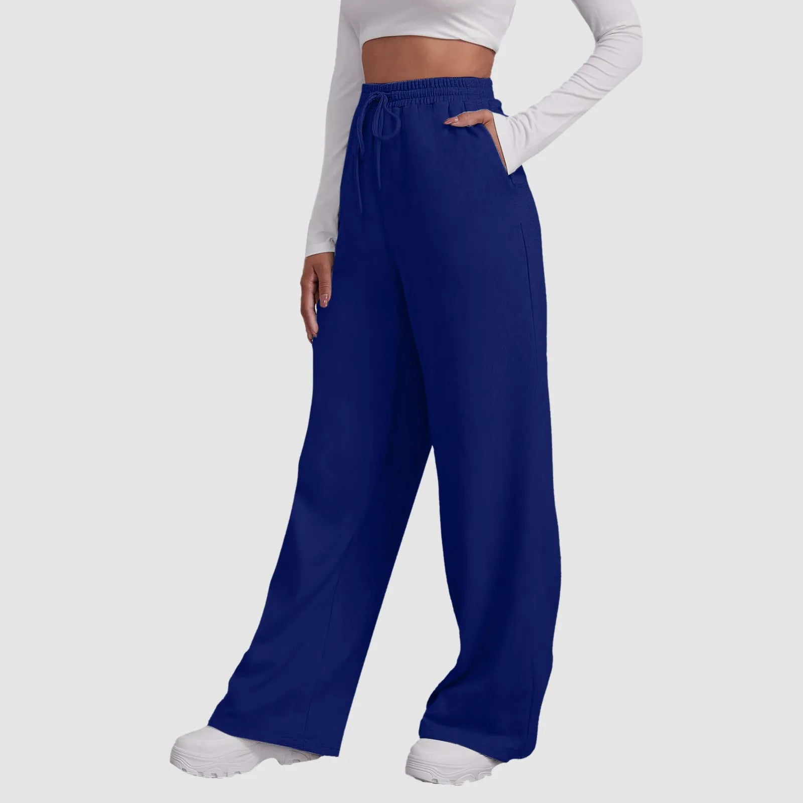 Wide Leg Pants For Women’S Fleece Plain Fitness Joggers STYLE SOURCE