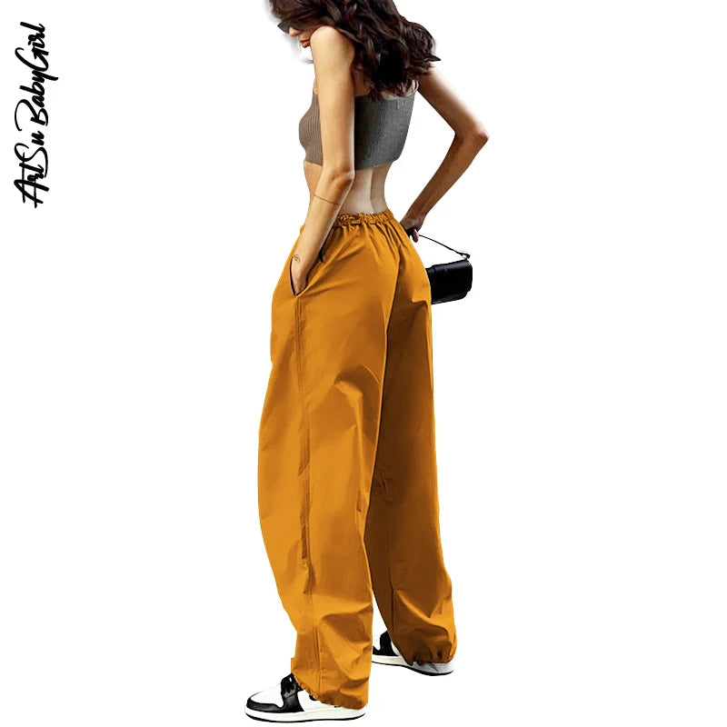 Cargo Pants Y2K Clothes Loose Drawstring Low Waist Joggers STYLE SOURCE