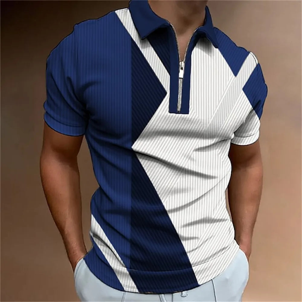 Men Polo Shirt Stripes Short Sleeve T-shirt STYLE SOURCE