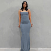 Satin Slip Sleeveless Backless Maxi Dress STYLE SOURCE
