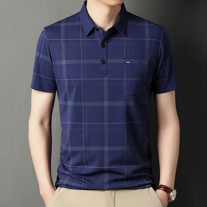 Korean Polo Shirts for Men Casual Short Sleeve Slim Fashion Shirts STYLE SOURCE