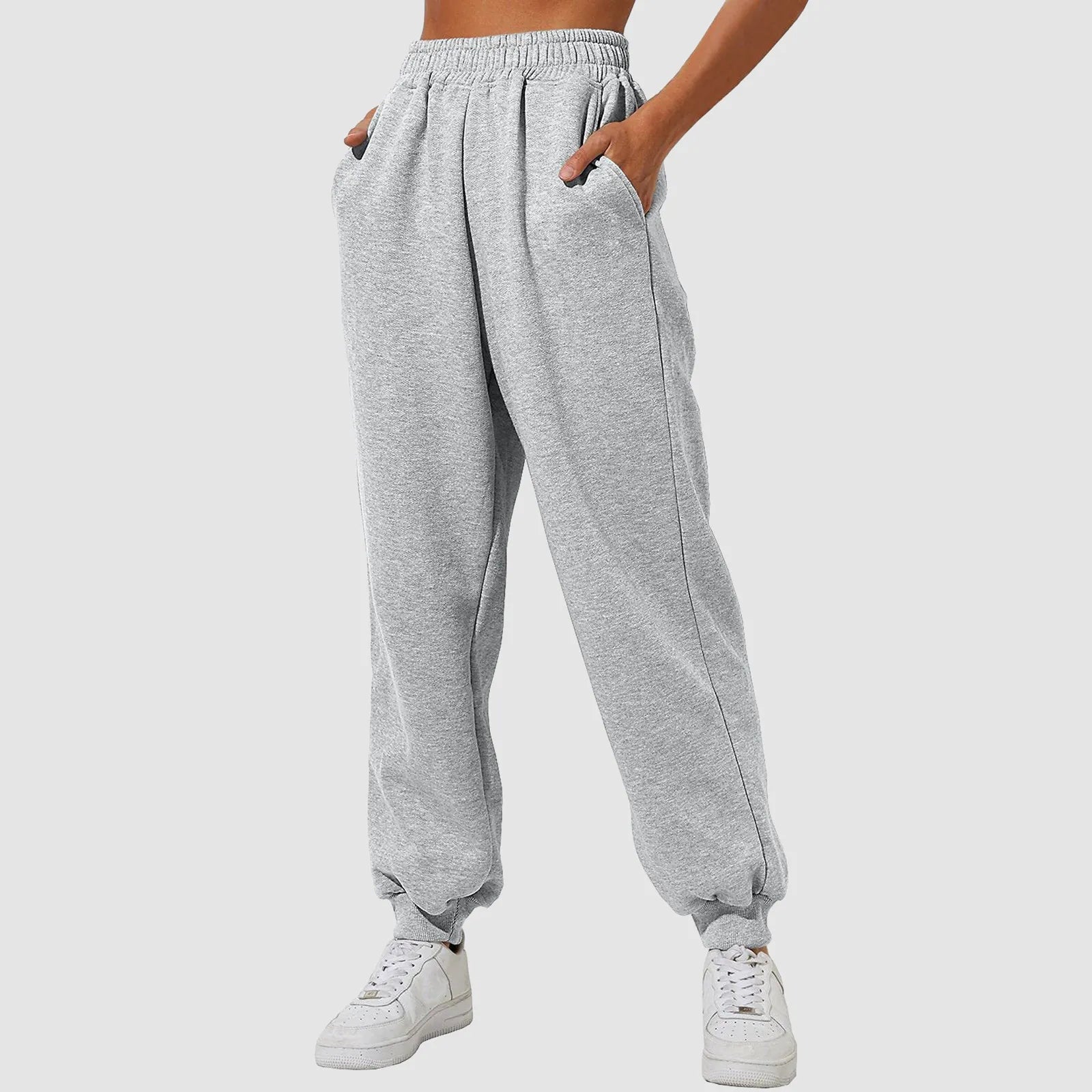 Wide Leg Pants For Women’S Fleece Plain Fitness Joggers STYLE SOURCE