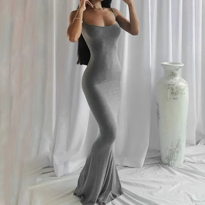 Satin Slip Sleeveless Backless Maxi Dress STYLE SOURCE