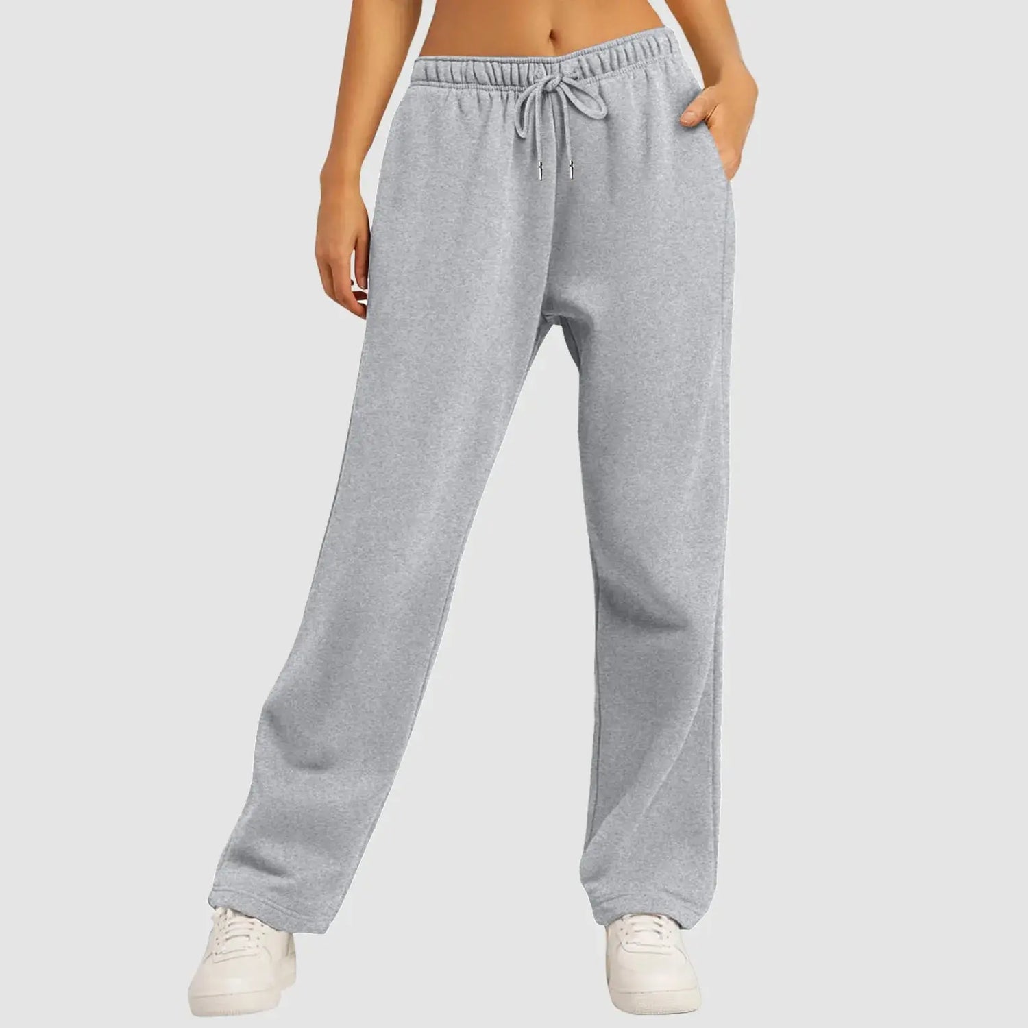 Wide Leg Pants For Women’S Fleece Plain Fitness Joggers STYLE SOURCE
