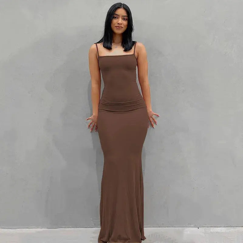 Satin Slip Sleeveless Backless Maxi Dress STYLE SOURCE