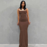 Satin Slip Sleeveless Backless Maxi Dress STYLE SOURCE