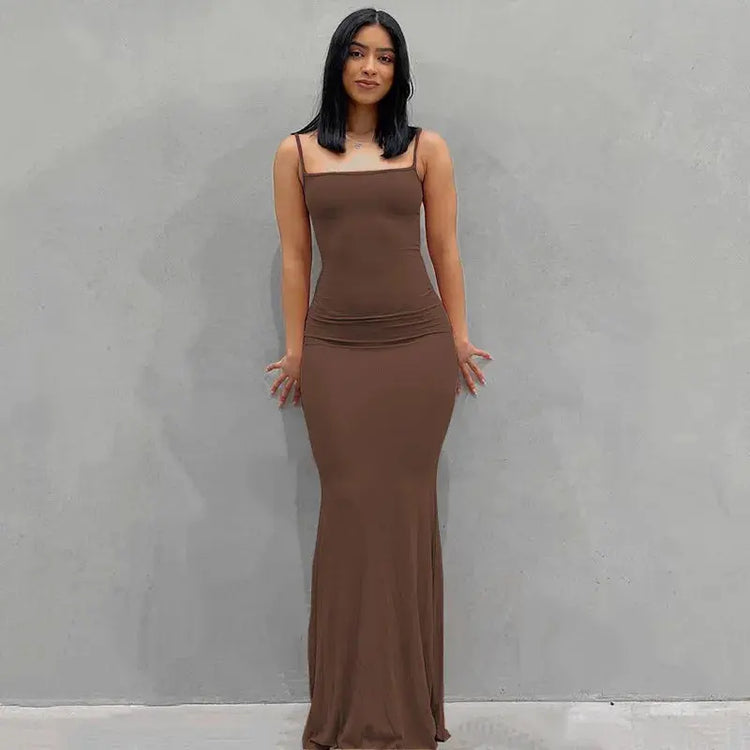 Satin Slip Sleeveless Backless Maxi Dress STYLE SOURCE