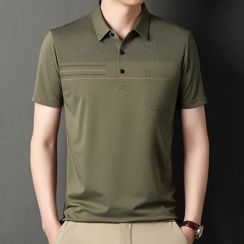 Korean Polo Shirts for Men Casual Short Sleeve Slim Fashion Shirts STYLE SOURCE