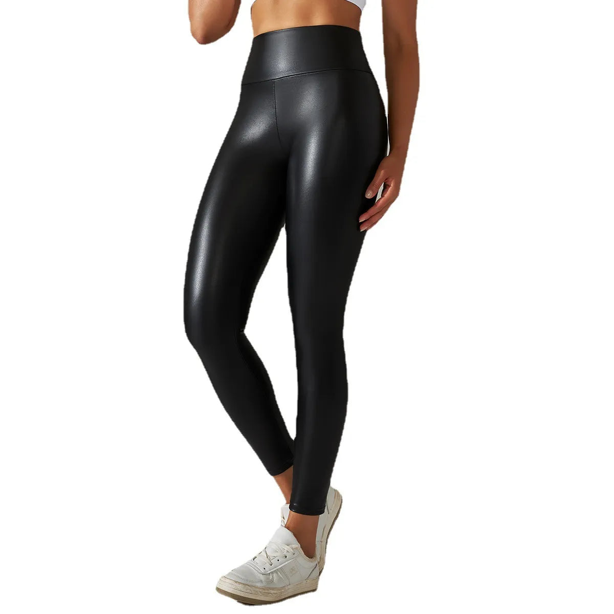 Women Black Pu Leather Pants High Waist Leather Leggings STYLE SOURCE