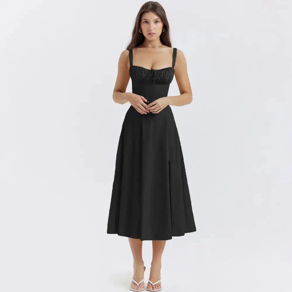 suninheart Elegant  A Line Midi Dress Sexy STYLE SOURCE