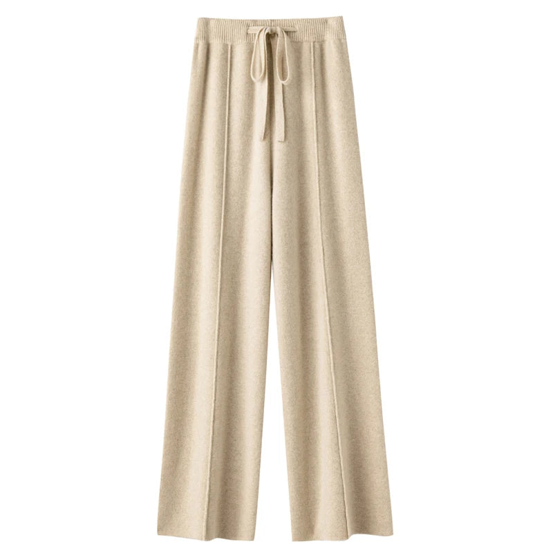 Wool Knitted Wide leg Pants for Women in Autumn and Winter STYLE SOURCE