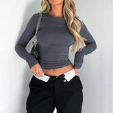 Pink Long Sleeve T-shirt Women 2024 Spring STYLE SOURCE