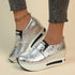 Silver PU Leather Platform Sneakers Women STYLE SOURCE