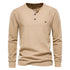 AIOPESON Waffle Henley T-Shirt Men Long Sleeve STYLE SOURCE
