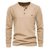 AIOPESON Waffle Henley T-Shirt Men Long Sleeve STYLE SOURCE