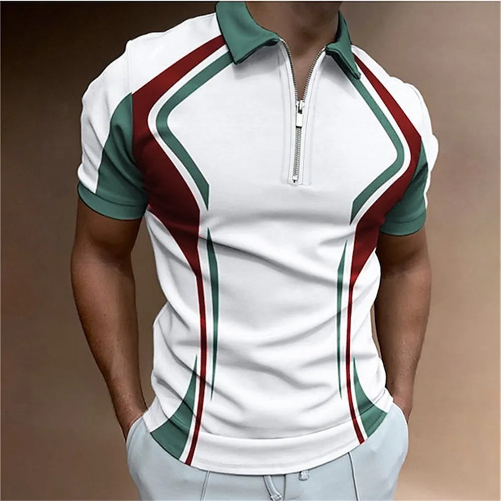 Men Polo Shirt Stripes Short Sleeve T-shirt STYLE SOURCE