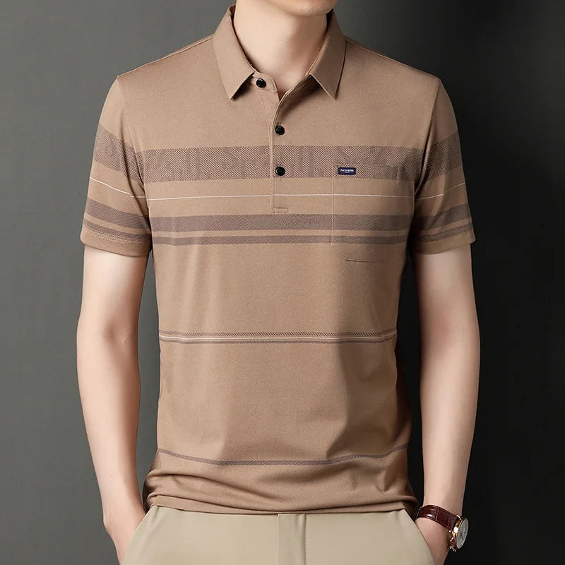 Korean Polo Shirts for Men Casual Short Sleeve Slim Fashion Shirts STYLE SOURCE