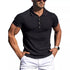 New Summer Polo Men Solid Stripe Fitness STYLE SOURCE