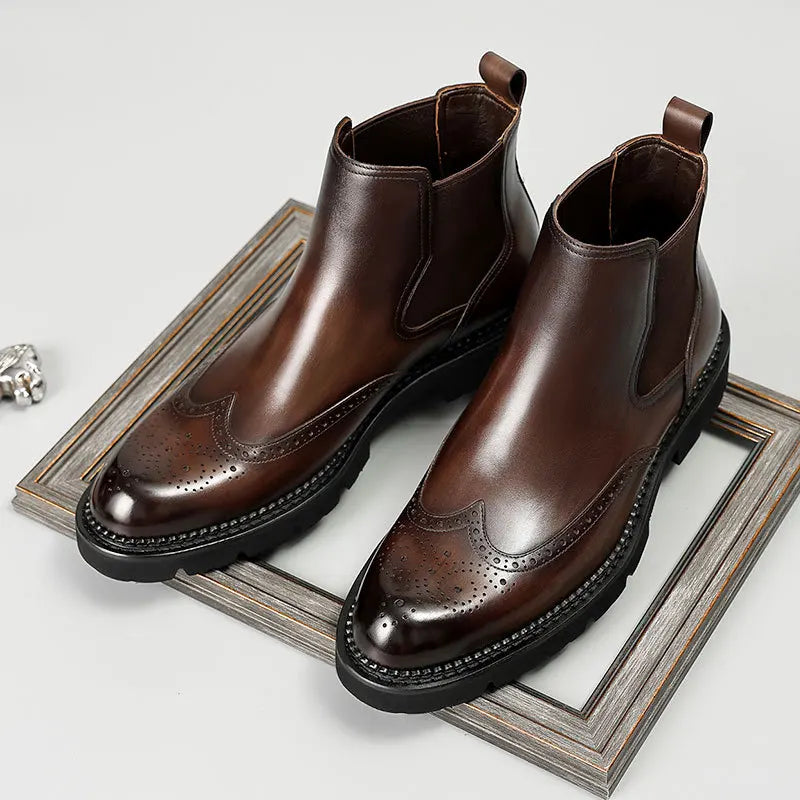 Vintage Men Ankle Boots Genuine Leather STYLE SOURCE