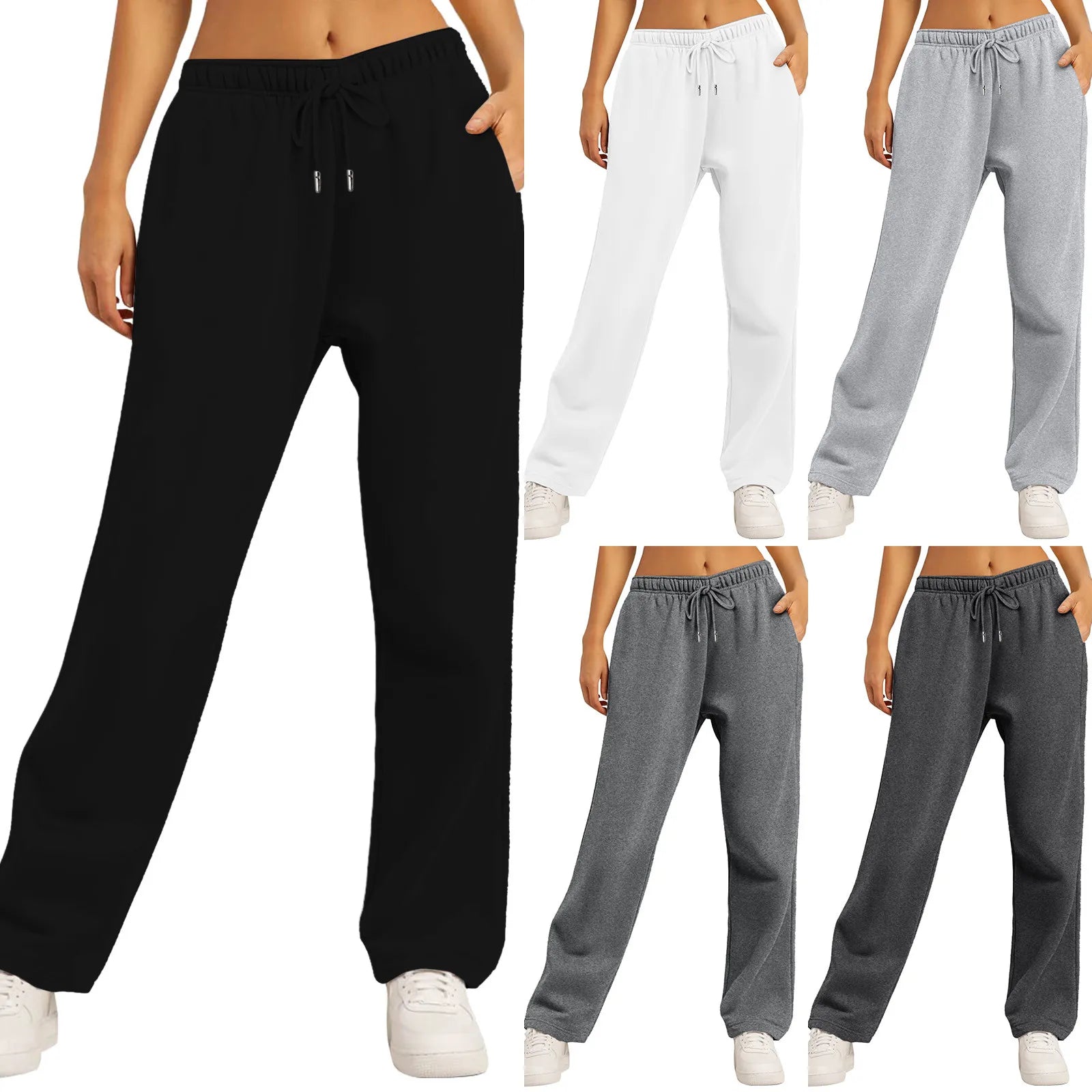 Wide Leg Pants For Women’S Fleece Plain Fitness Joggers STYLE SOURCE