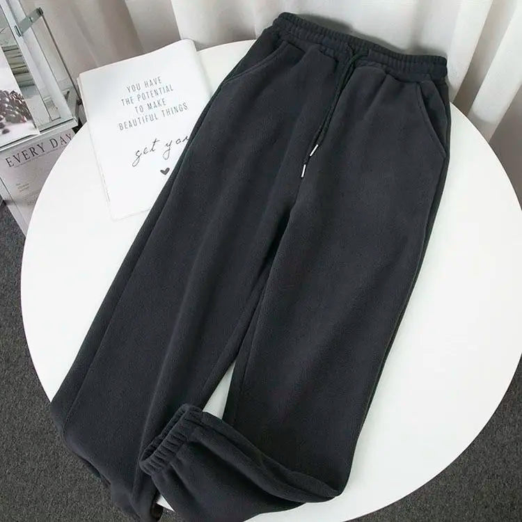 Winter Fleece Harem Pants Women Unisex Loose Wide Leg Sweatpants STYLE SOURCE