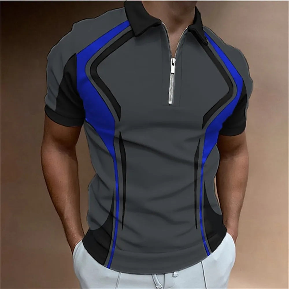 Men Polo Shirt Stripes Short Sleeve T-shirt STYLE SOURCE