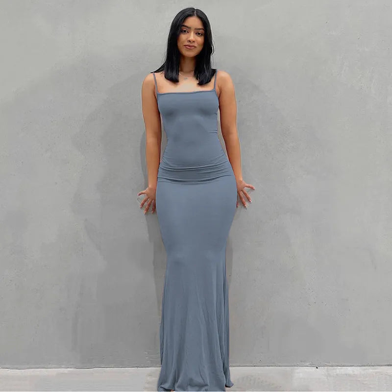 Satin Slip Sleeveless Backless Maxi Dress STYLE SOURCE