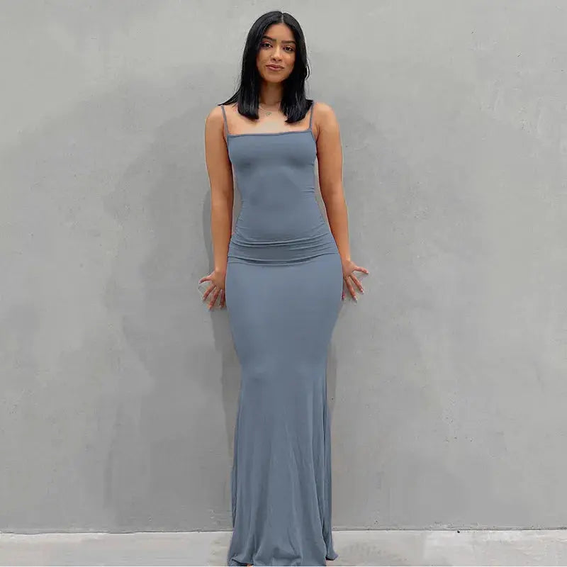Satin Slip Sleeveless Backless Maxi Dress STYLE SOURCE